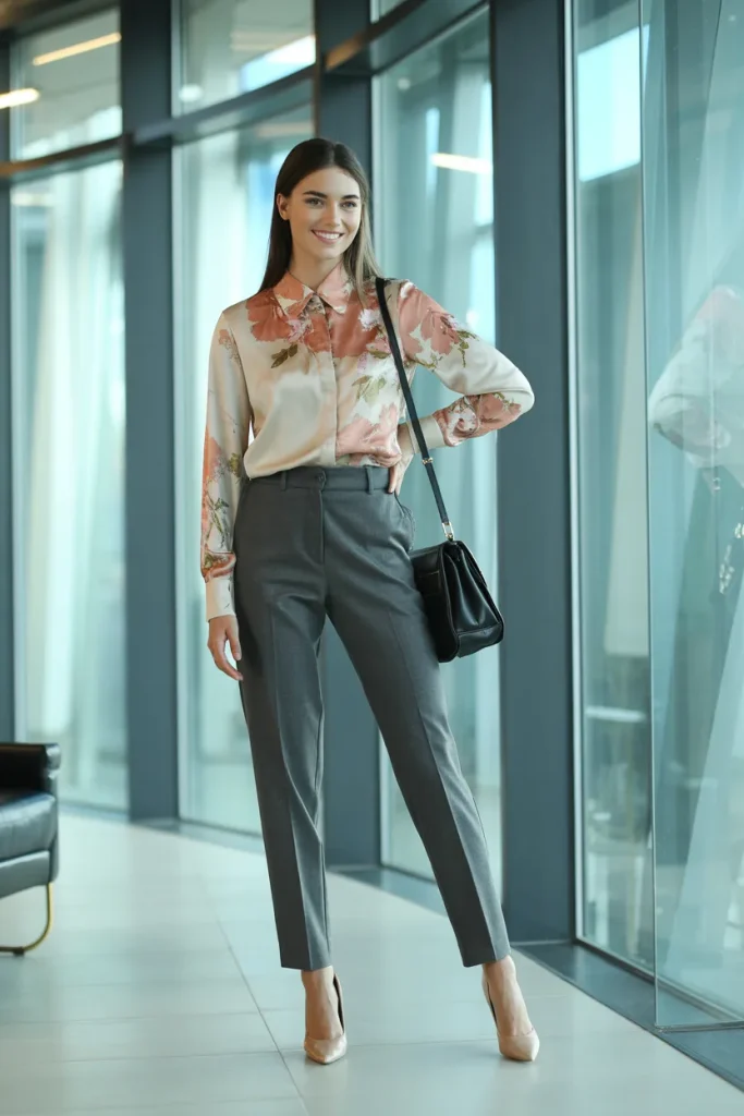 Printed Blouse and High Waisted Pants