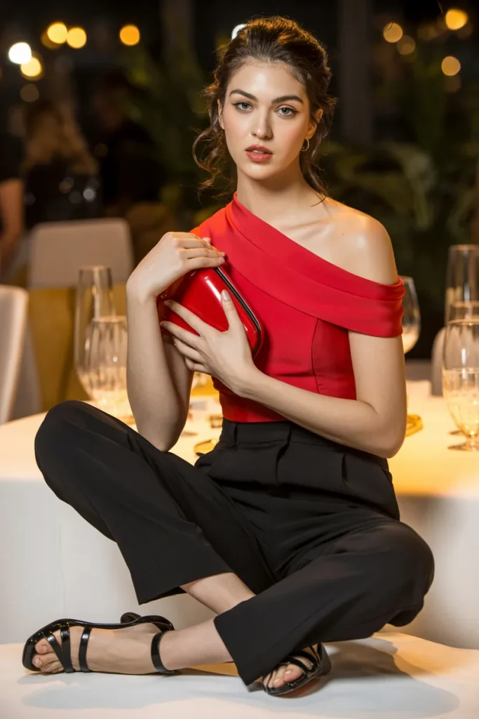 Red Off Shoulder Bold Look