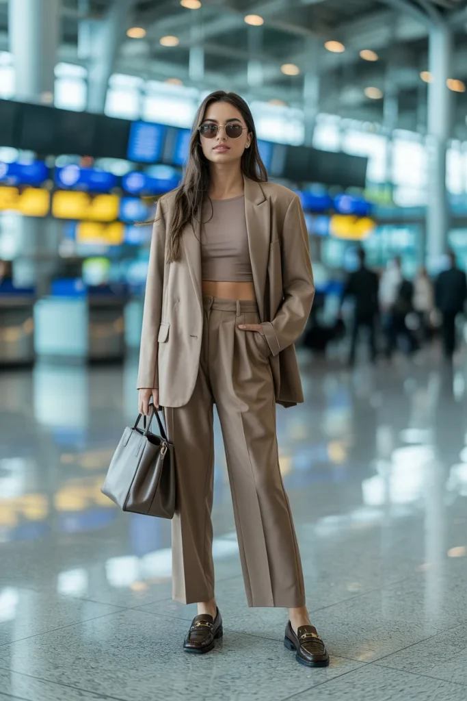 Relaxed Fit Blazer with High Waisted Pants