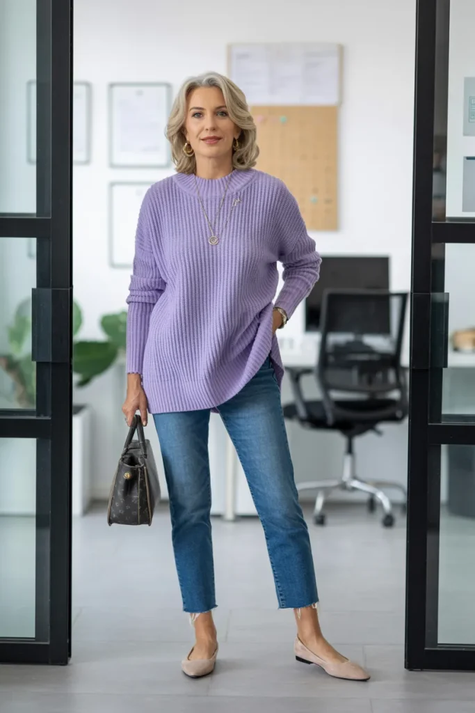 Relaxed Fit Sweater with Ankle Jeans