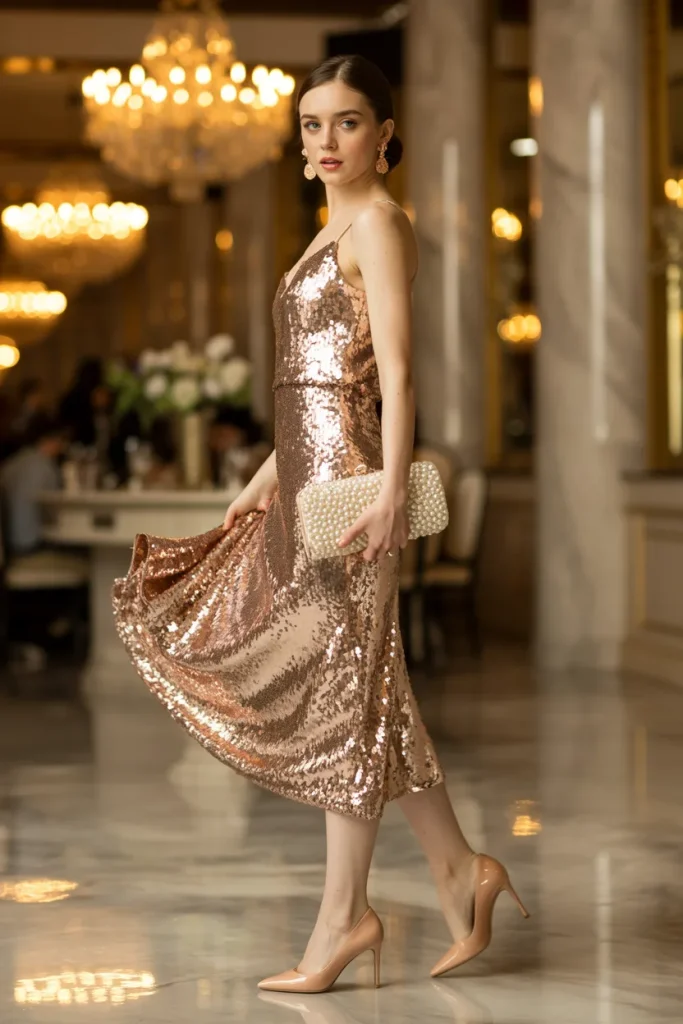 Rose Gold Sequin Glam Look