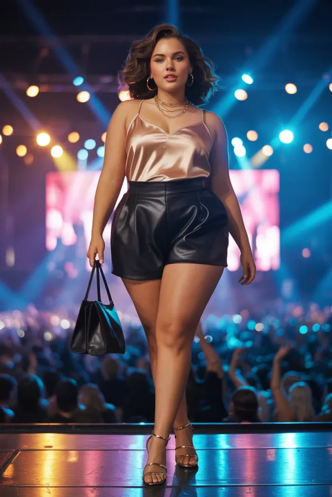 Satin Top with Shorts for Night Concert Outfit