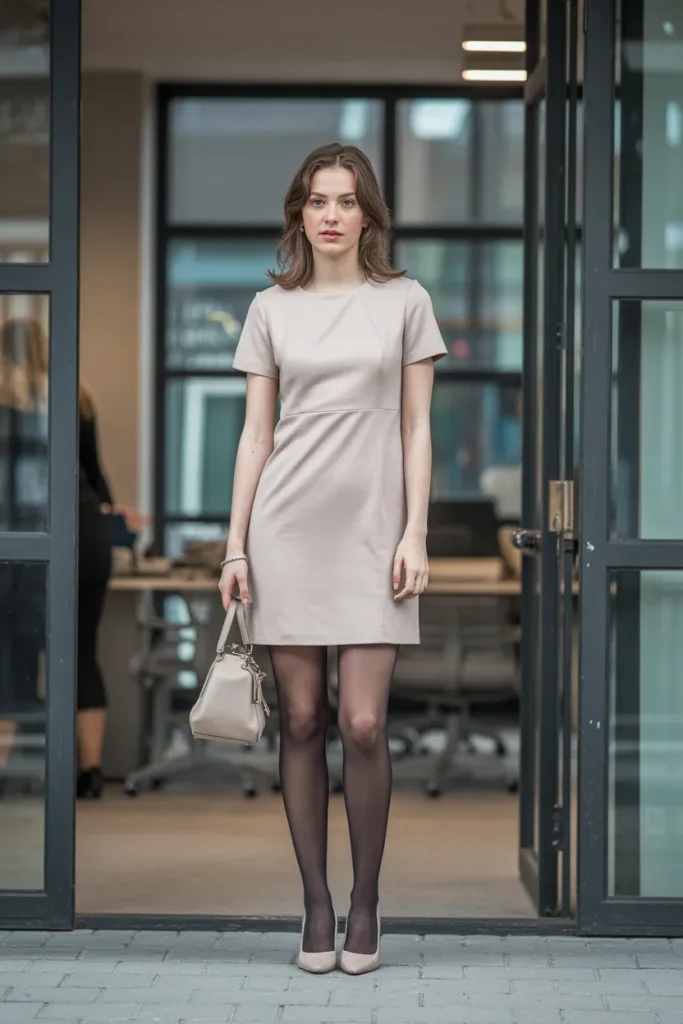Shift Dress with Tights