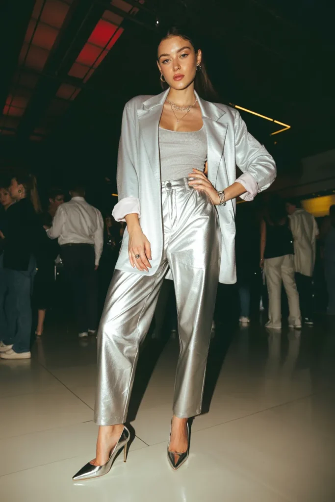 Silver Leather Statement Look