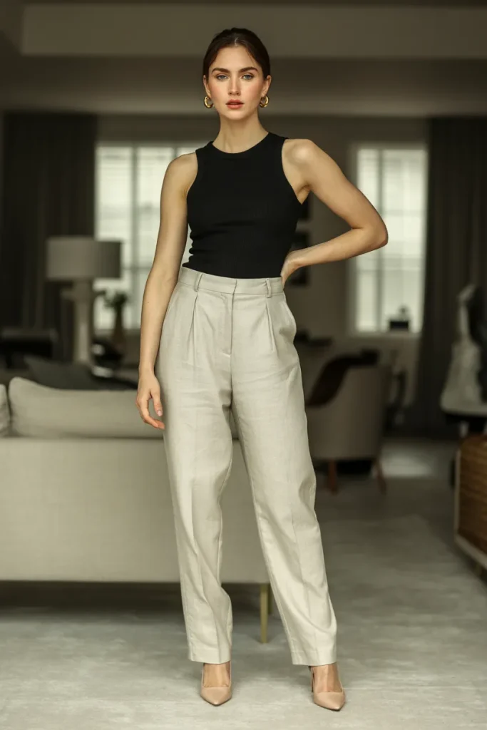 Skinny Top with Formal Linen Pants