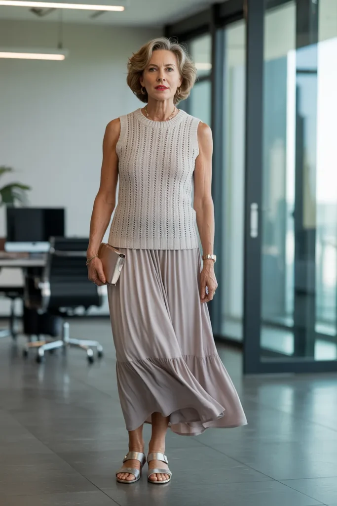 Sleeveless Knit Top with Maxi Skirt