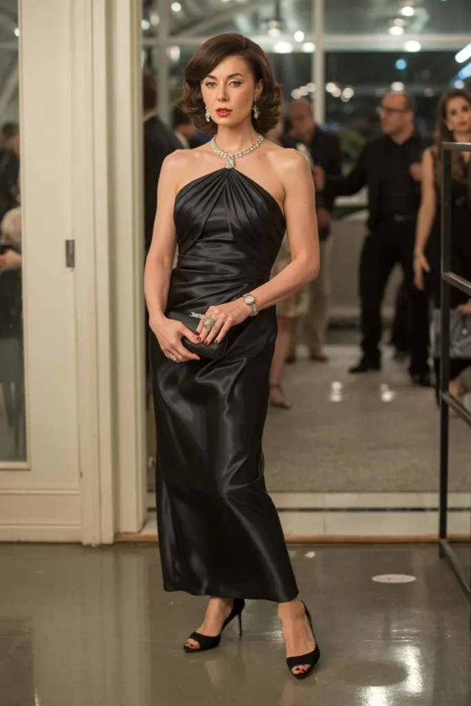 Sophisticated Black Satin Gown