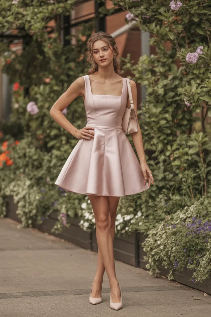 Square Neck Mini Fit and Flare Dress for Women