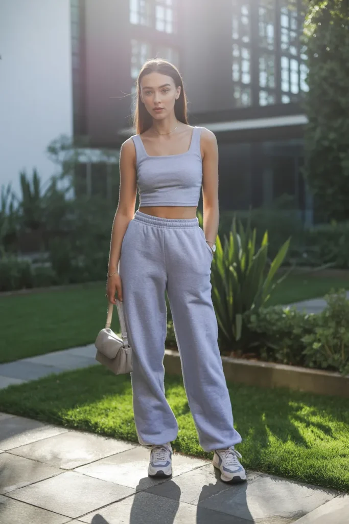 Square Neck Top with Sweatpants