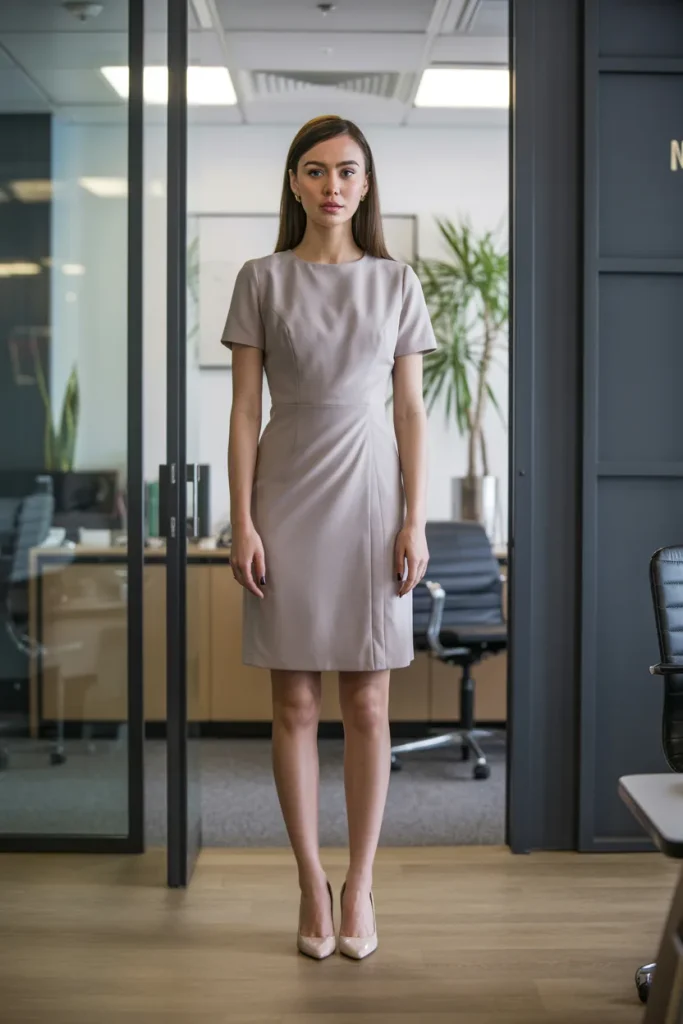 Structured Dress with Heels