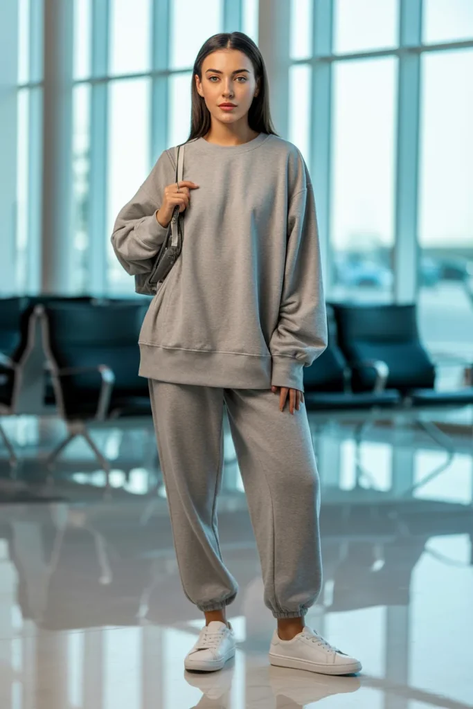 Sweatshirt with Sweatpants Travel Look