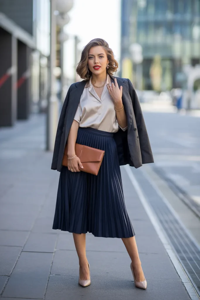 Top with Pleated Skirt and Blazer
