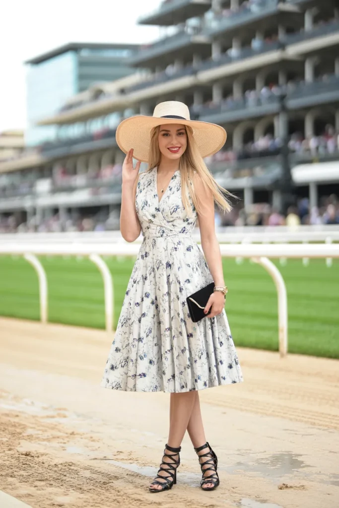 Trendy Printed Dresses with Derby Style Hat