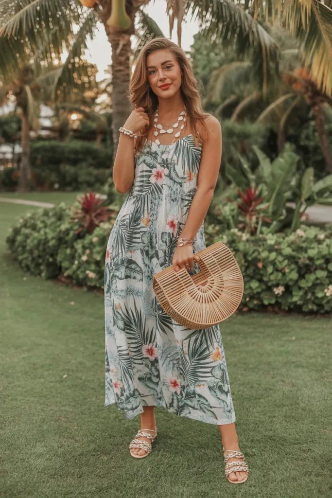 Tropical Print Maxi Dress