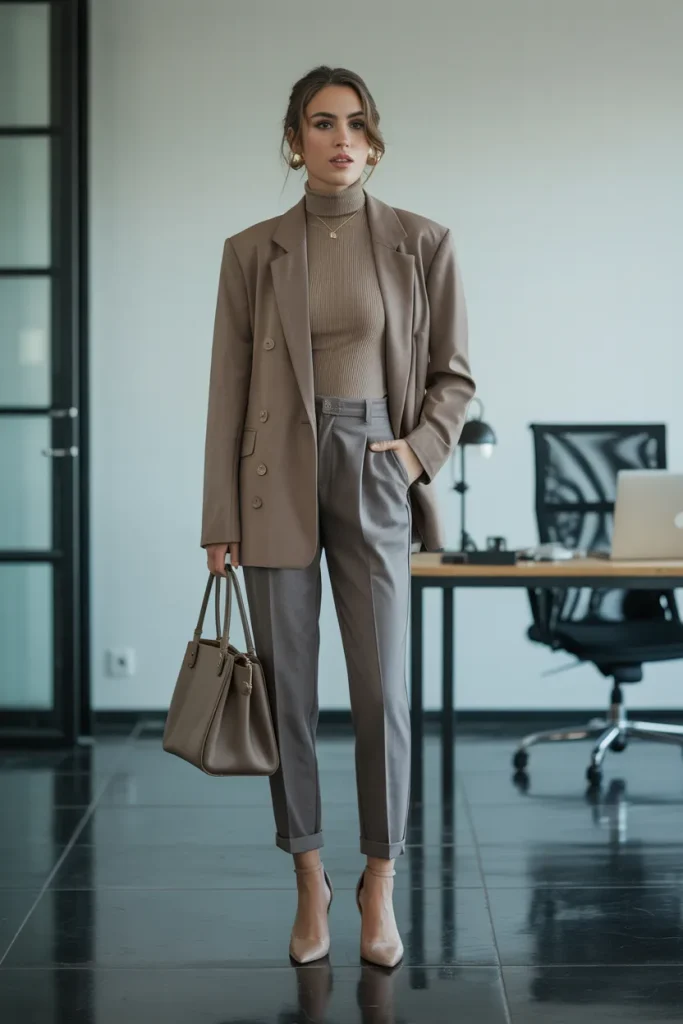 Turtleneck and Structured Blazer