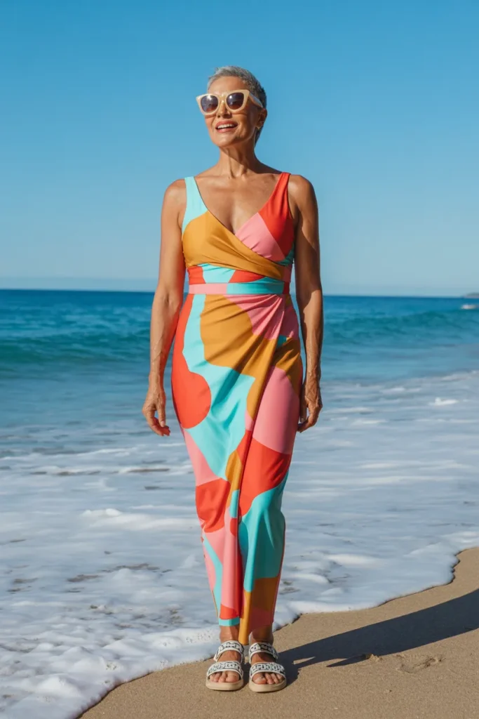 Two Strap Multi Colour Wrap Bathing Suit