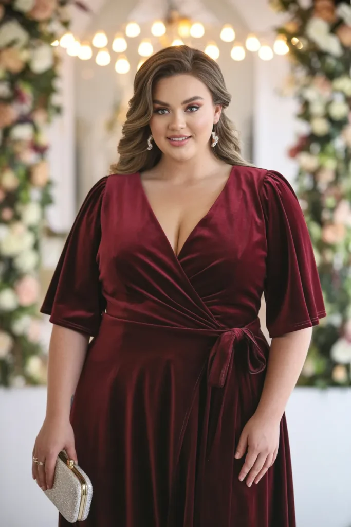 Velvet Wrap Bridesmaid Dress