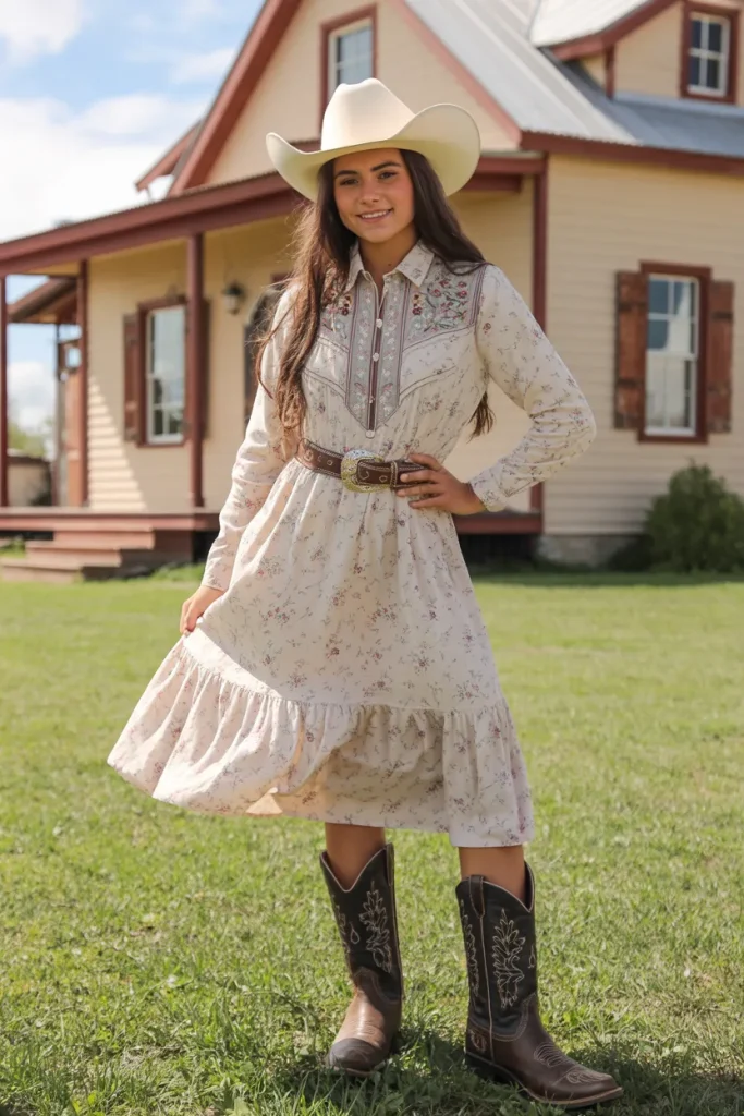 Western Dress with Cowgirl Boots
