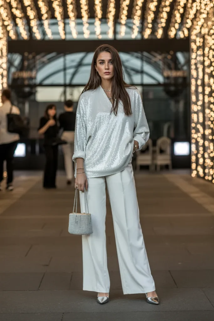 White Sequin Elegant Look