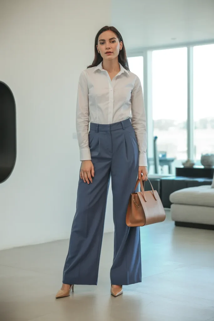 Wide Leg Pants with a Button Down Shirt