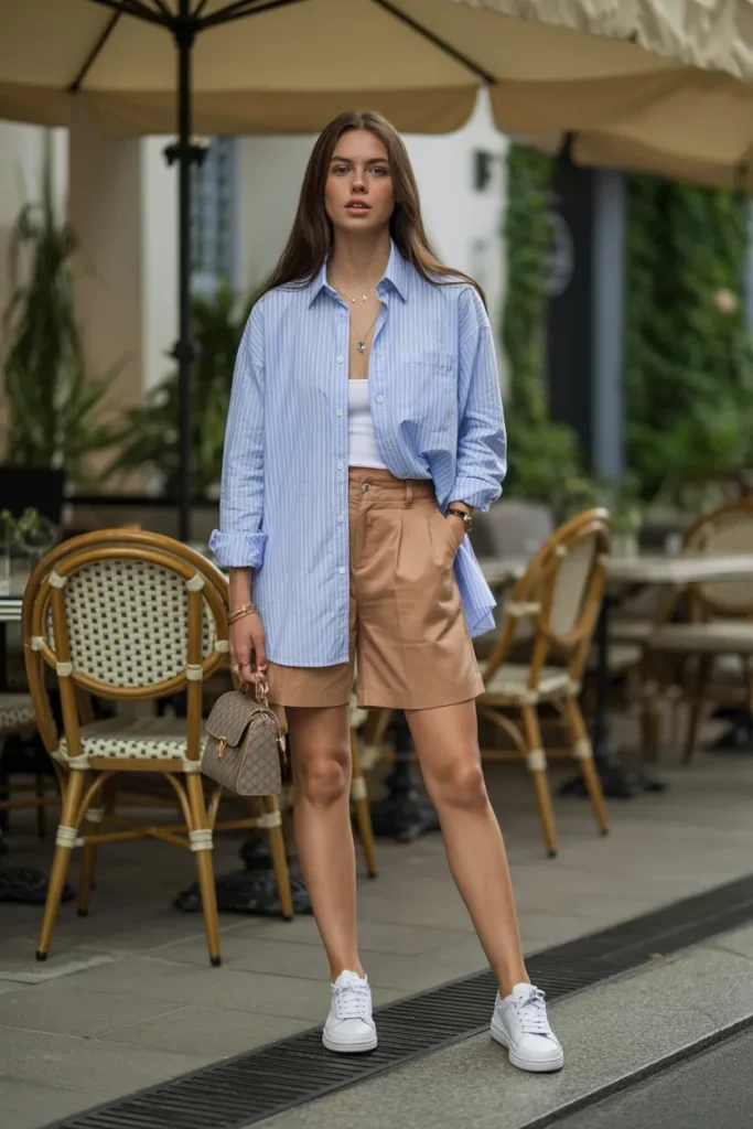 Bermuda Shorts and Oversized Button Down