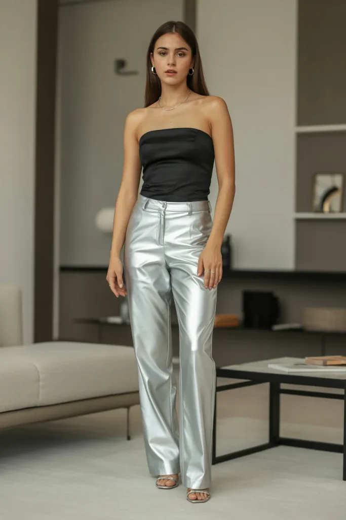 Black Tank Tube with Silver Dress Pants