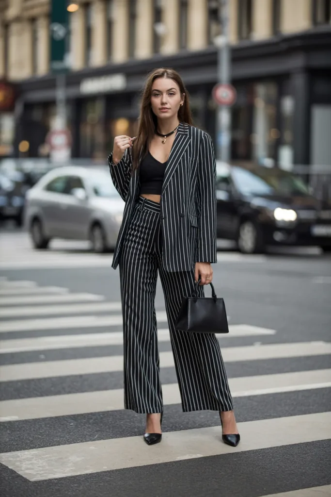 Black White Stripe Classic Co ord