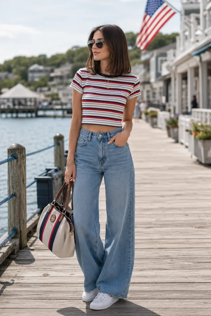 Casual Striped Crop Tee