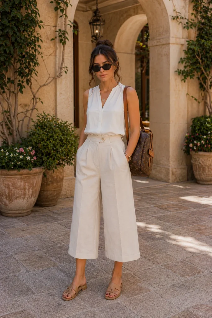 Cotton Culottes with Sleeveless Blouse