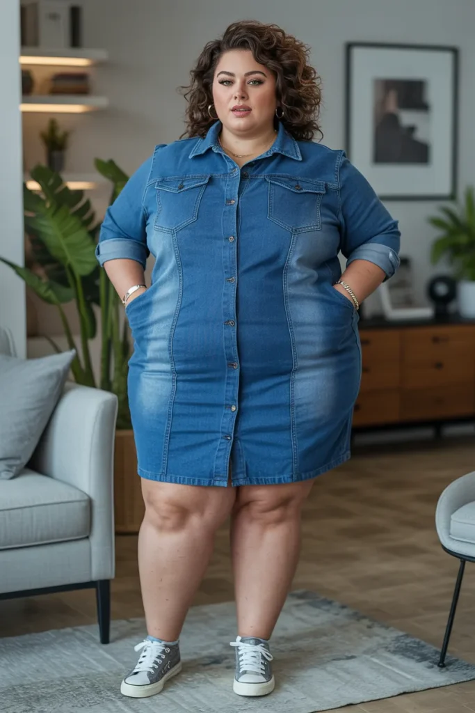 Denim Dress with Utility Details