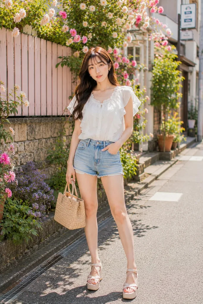Denim Shorts Ruffles