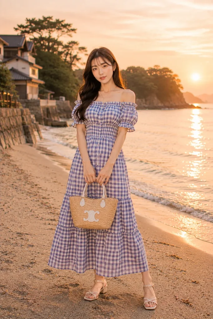 Gingham Off Shoulder Escape