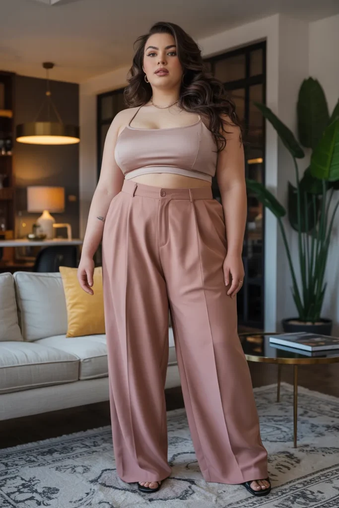 High Waisted Palazzo Pants and Crop Top