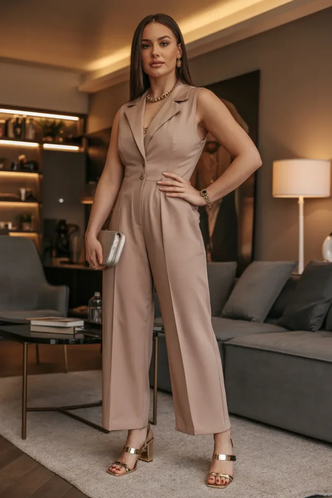 Jumpsuits with Low Block Heels