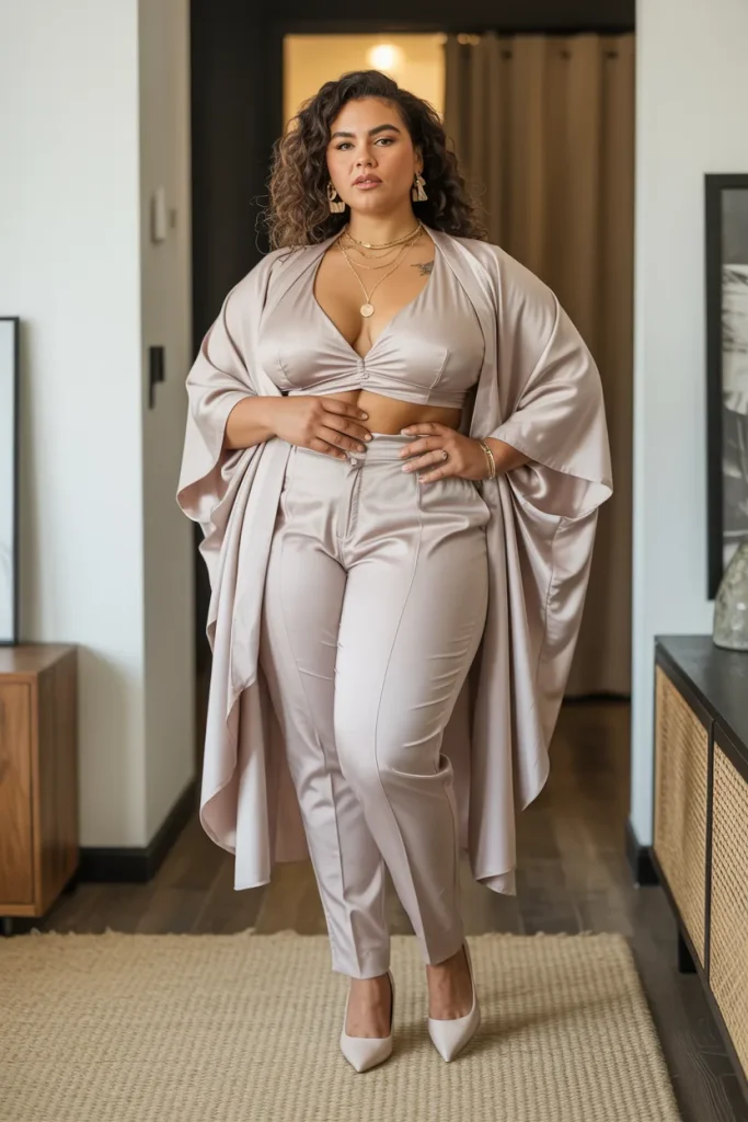 Kimono Style Cover Up with Slim Pants