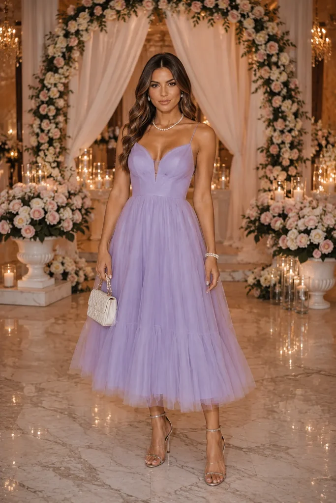 Lavender Tulle Midi Dress