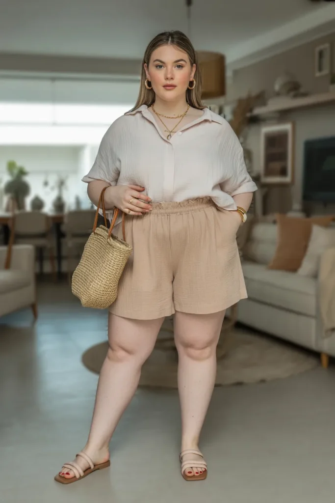 Linen Shorts and Blouse