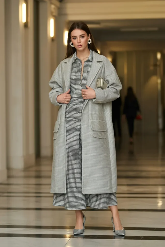21 Rich Women Classy Dress Ideas for Elegant Luxury Style Guide 6 Long Full Jacket with Premium Web Dress