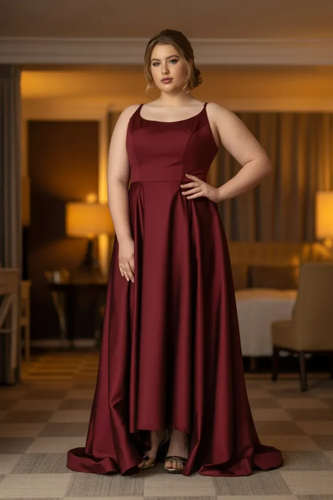 Maroon Straight Prom Dress