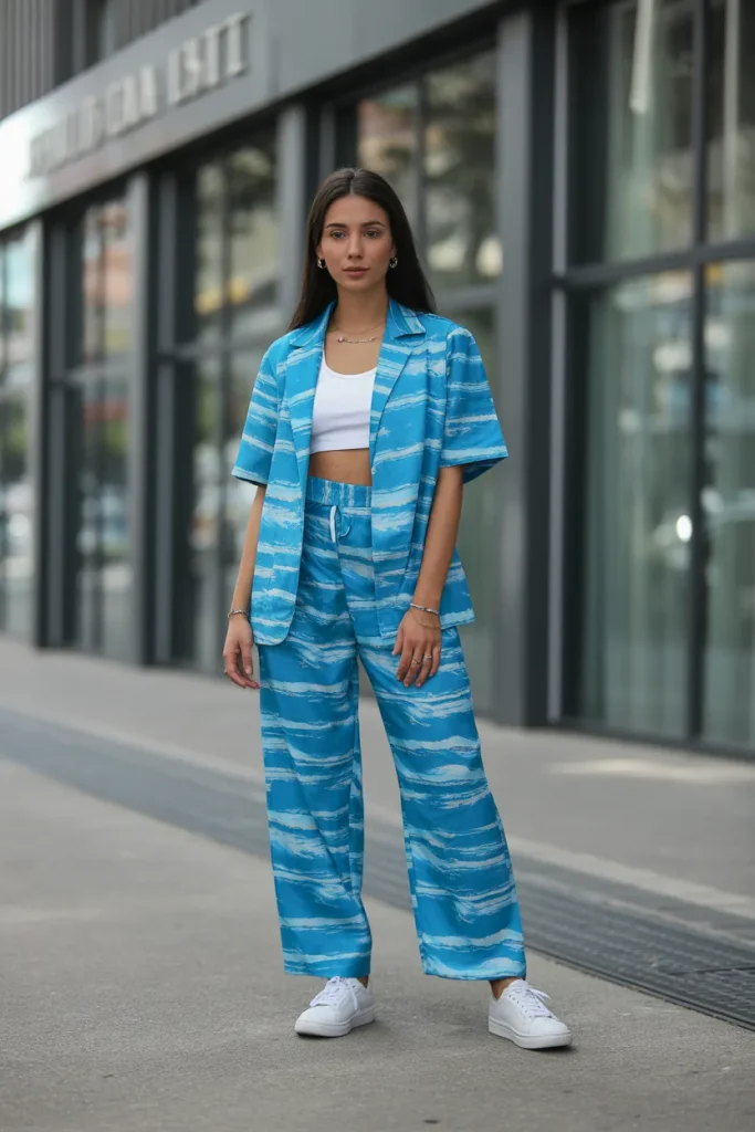 Ocean Blue Printed Co ord Set