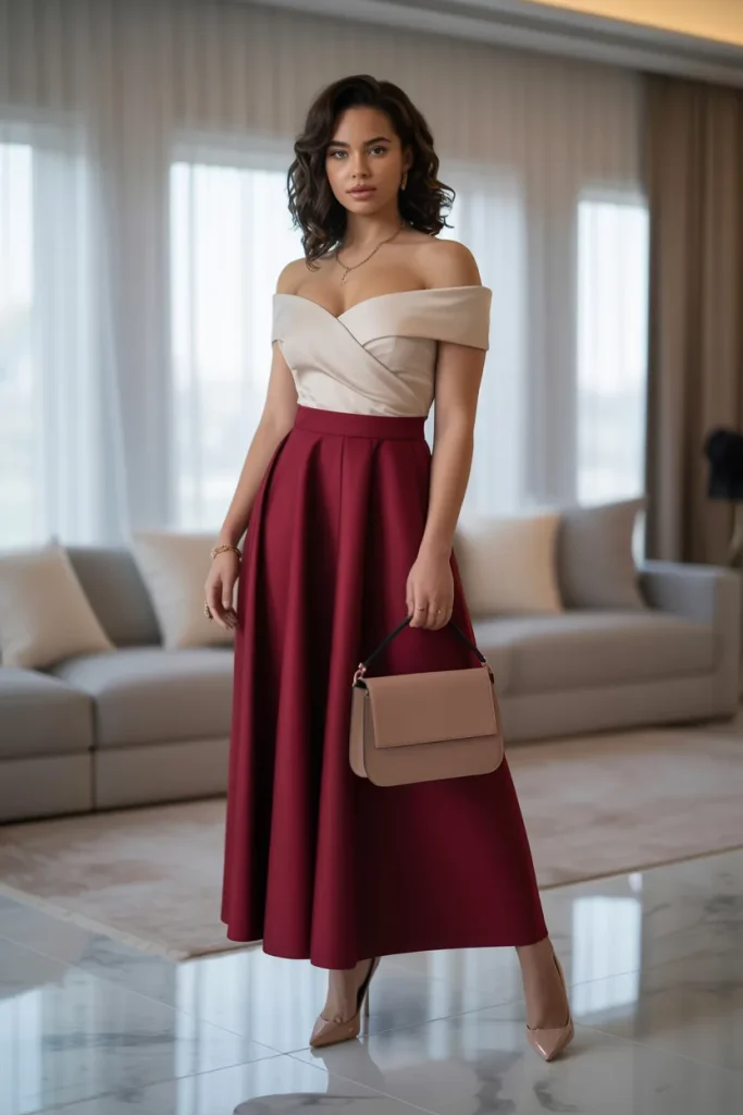 Off Shoulder Top with Maxi Skirt