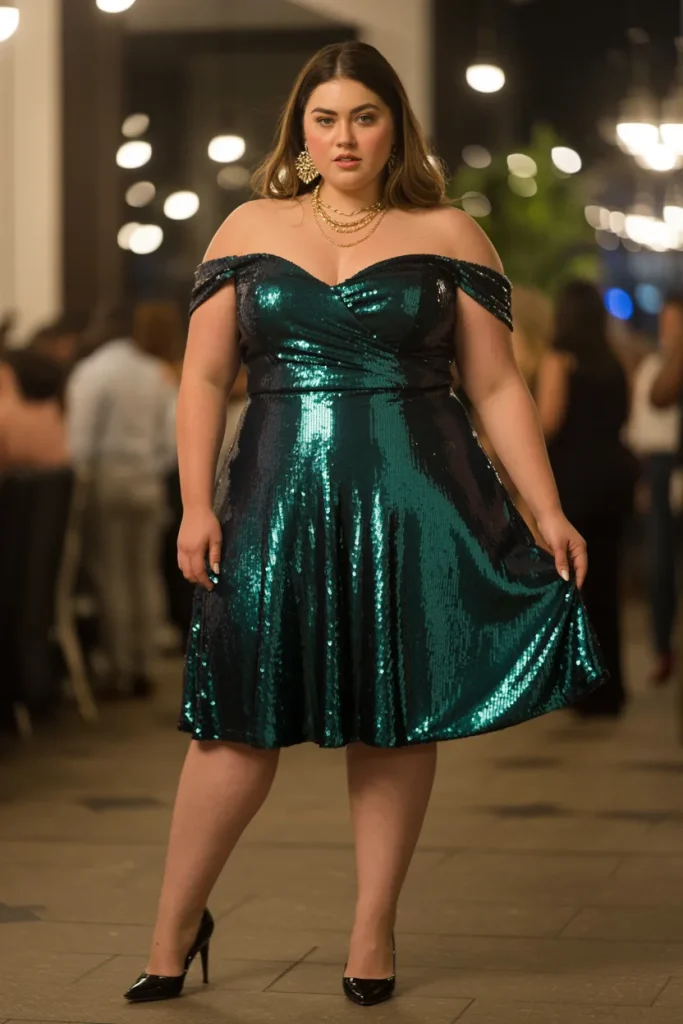 Off the Shoulder Sequin Party Dress