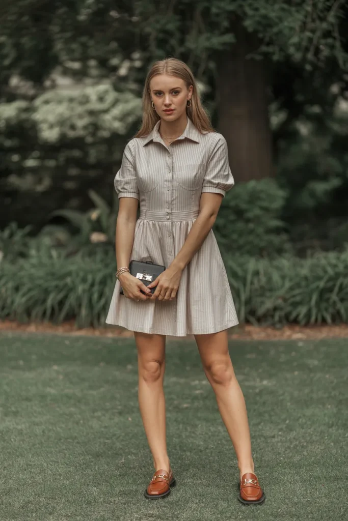 21 Rich Women Classy Dress Ideas for Elegant Luxury Style Guide 9 Old Money Mini Shirt Dress to Look Preppy