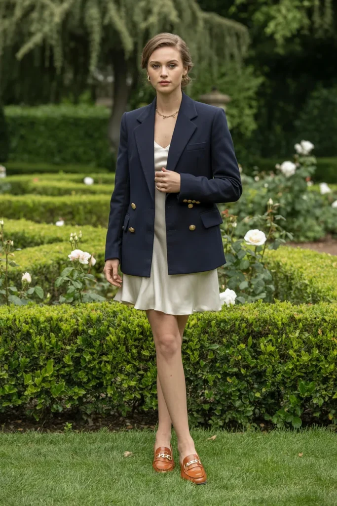 21 Rich Women Classy Dress Ideas for Elegant Luxury Style Guide 17 Old Money Style Blazer with Mini Dress
