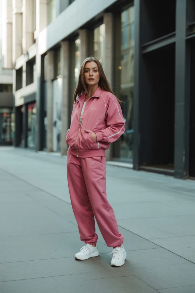Pink Sweatpants with Full Sleeve Jacket