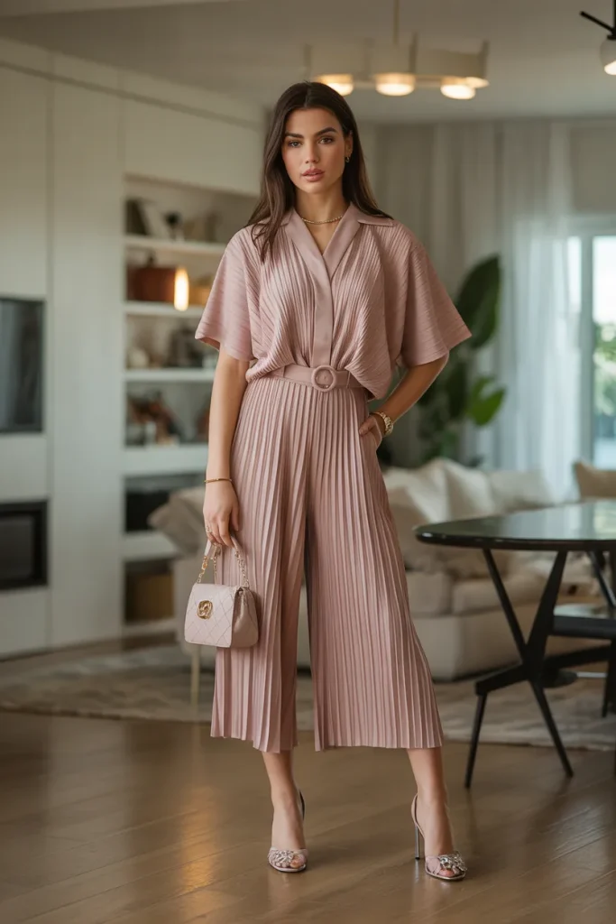 Pleated Culotte Romper