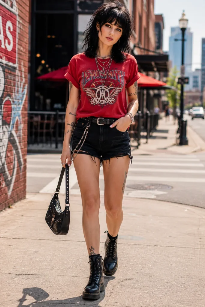 Red Graphic Band Tee