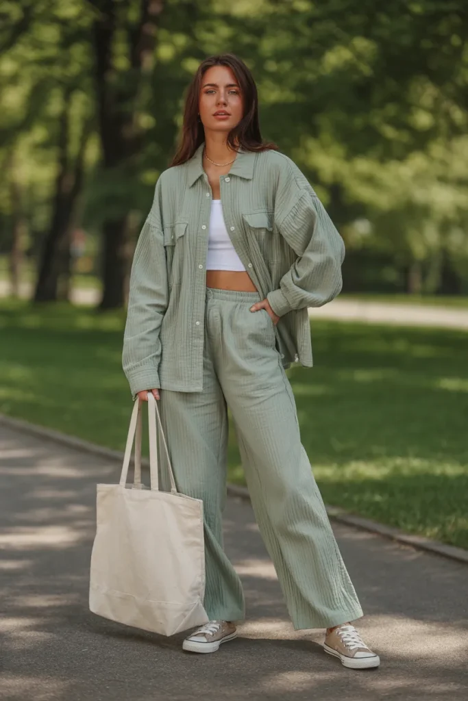 Sage Green Cotton Matching Set