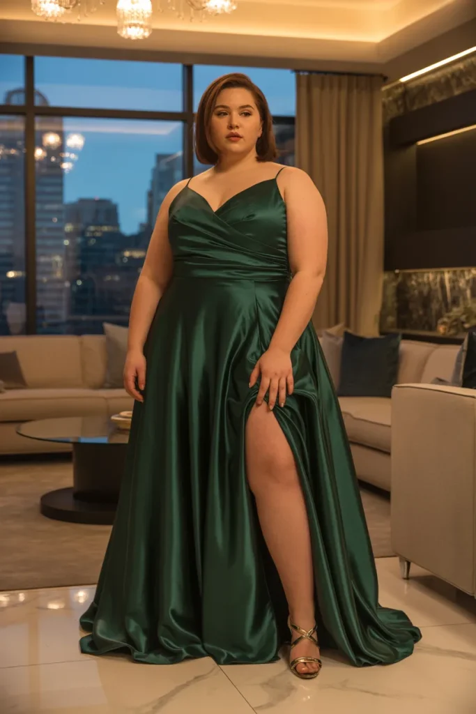 Satin Slit Prom Dress
