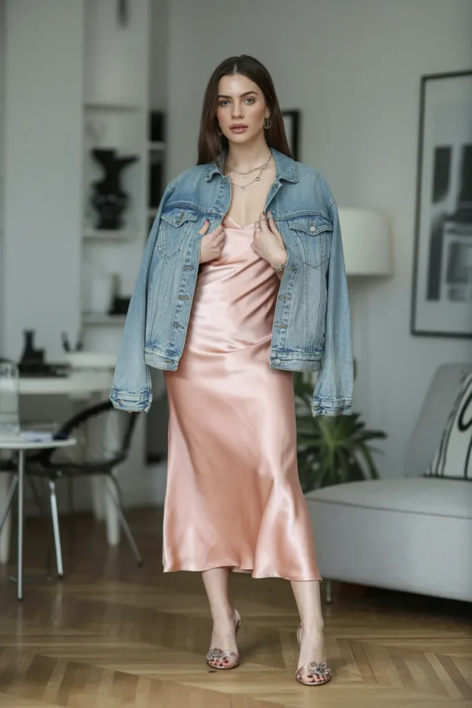 Slip Dress and Denim Jacket